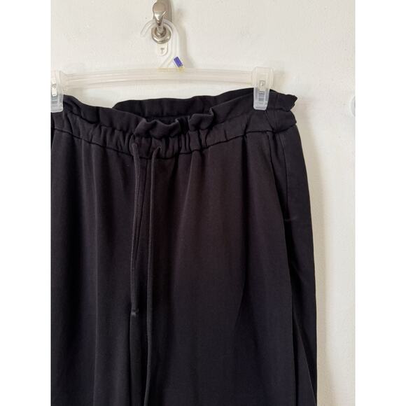 Express Black High Waisted Paperbag Wide Leg Black Knit Sweatpants Size Large - Picture 4 of 8